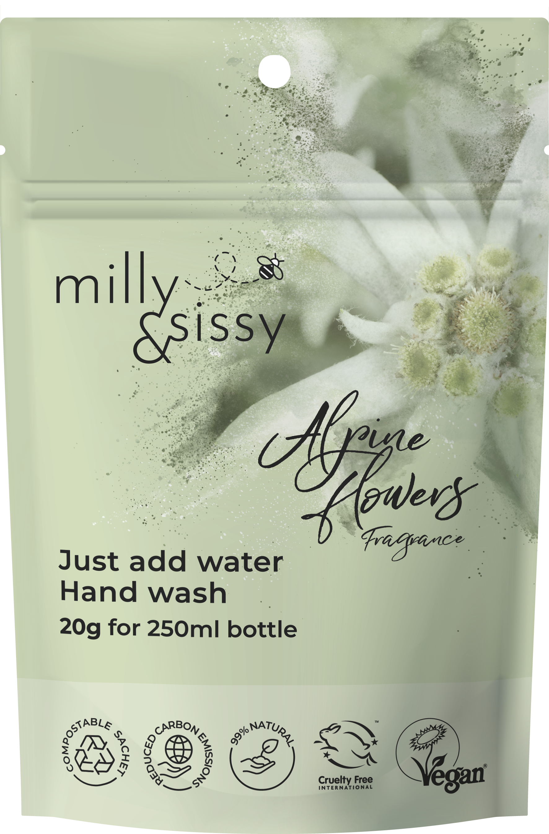 Gift Set hand wash Alpine Flowers refill with 250ml Alu bottle